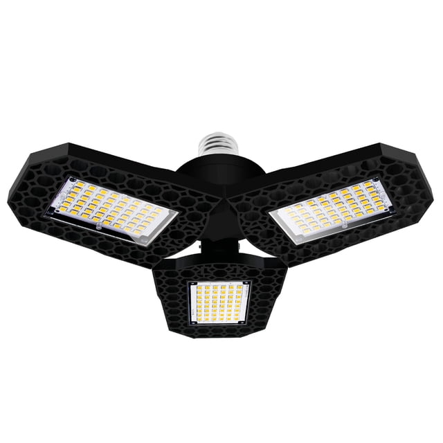 Luz de Garaje Led Que Enciende La Luz de La Bahía Alta Luz de Tres Hojas 6000K Luz Blanca 80W TOMSHOO Luz de garaje