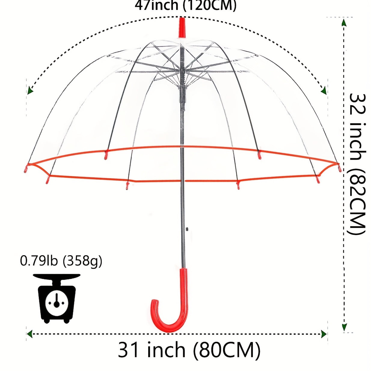 1 Pack Clear Dome Bubble Umbrella - See-Through, Rain & Windproof, Automatic Open, 47-Inch Wide Canopy - Perfect for Weddings, Prom, Graduation, Outdoor Events, Men, Women, All Ages