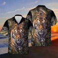 thumbnail image 2 of Camisas con estampado de tigre dominante para hombres, ropa punk, blusas con estampado 3D de animales y gatos, blusas hawaianas con solapa y botones, 2 of 5