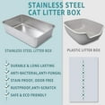 thumbnail image 4 of Stainless Steel Cat Litter Box 2 Pack,XL Metal Litter Box for Big Cats, Metal Pet Toilet Easy to Clean,High Sided Litters Boxes Adult Big Cats,Non Stick, No Smell,23.6"x15.8"x6", 4 of 16