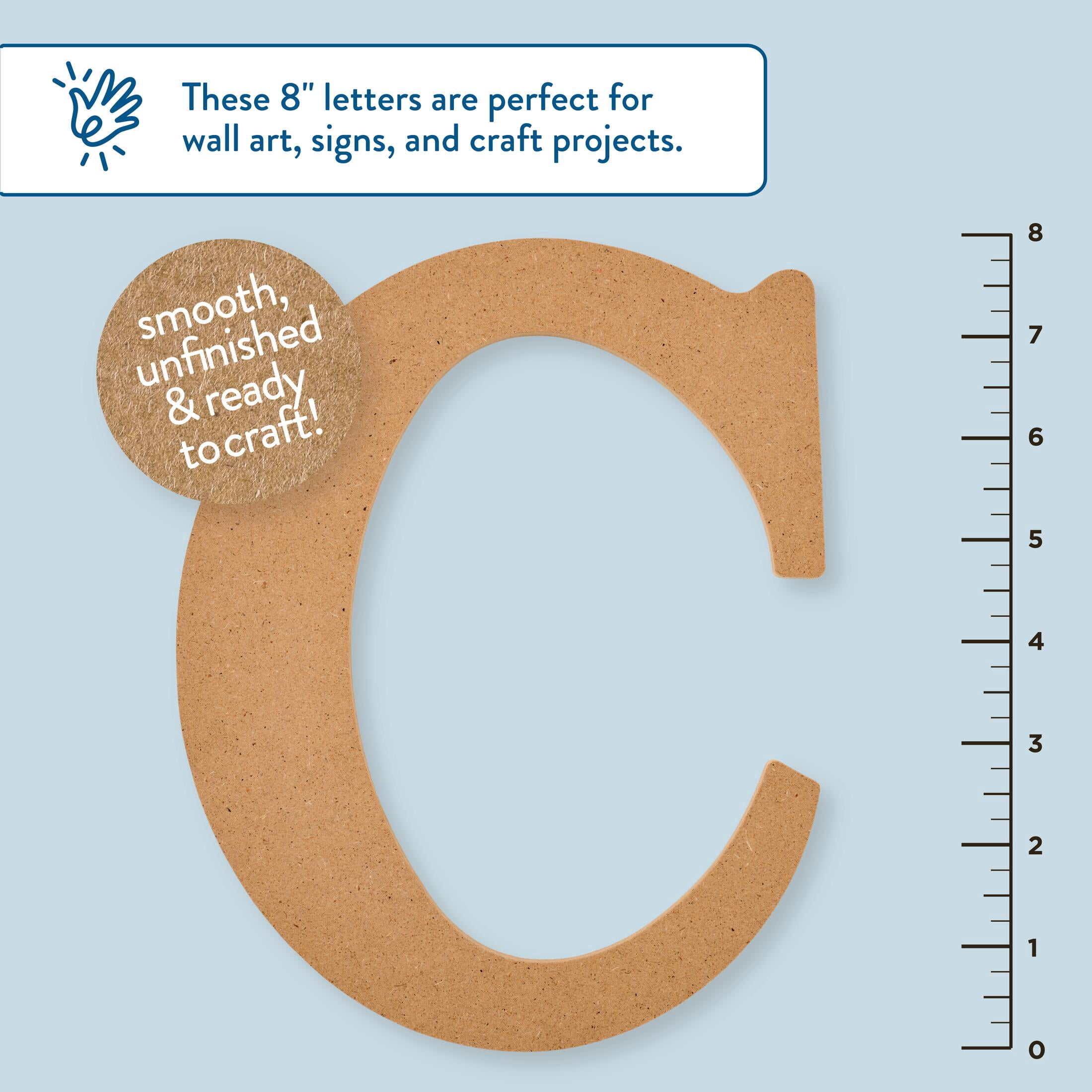 Hello Hobby Surfaces Unfinished Wood MDF Letter C, 8 in
