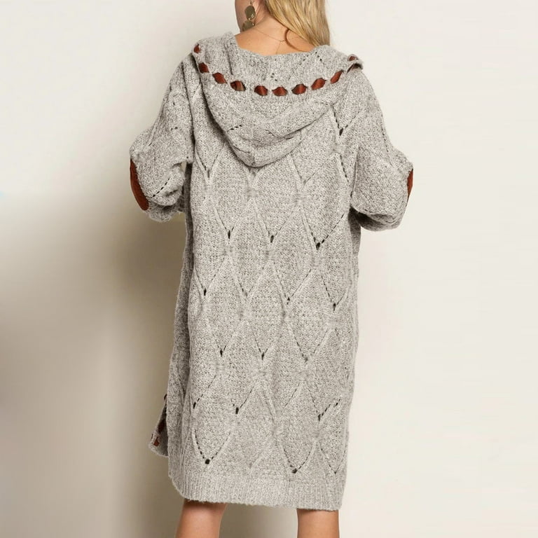 Hsmqhjwe Plus Size Cardigan Sweater for Women 24x Long Sweater for Women Open Cardigan Pockets Sleeve Front Long Coat Sweaters Womens Patchwork Knit