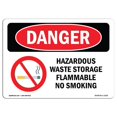 thumbnail image 1 of SignMission OS-DS-A-1824-L-1322 18 x 24 in. OSHA Danger Sign - Hazardous Waste Storage Flammable No Smoking, 1 of 1