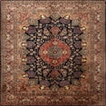 thumbnail image 1 of Ahgly Company Indoor Square Traditional Bronze Brown Medallion Area Rugs, 7' Square, 1 of 6