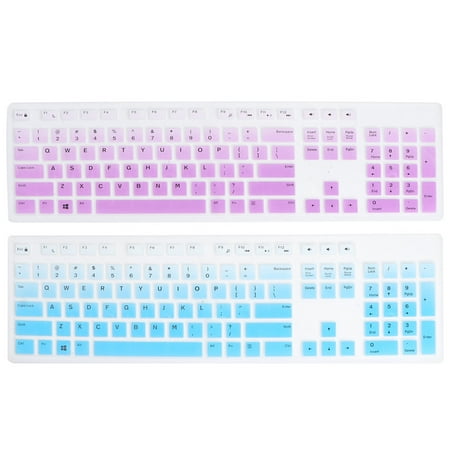 2PCS Dustproof Keyboard Skin Silicone Keyboard Protector Waterproof Keyboard Protective Cover Compatible for Dell KB216P/KB216T/WK636 (Gradient Blue Gradient Purple)
