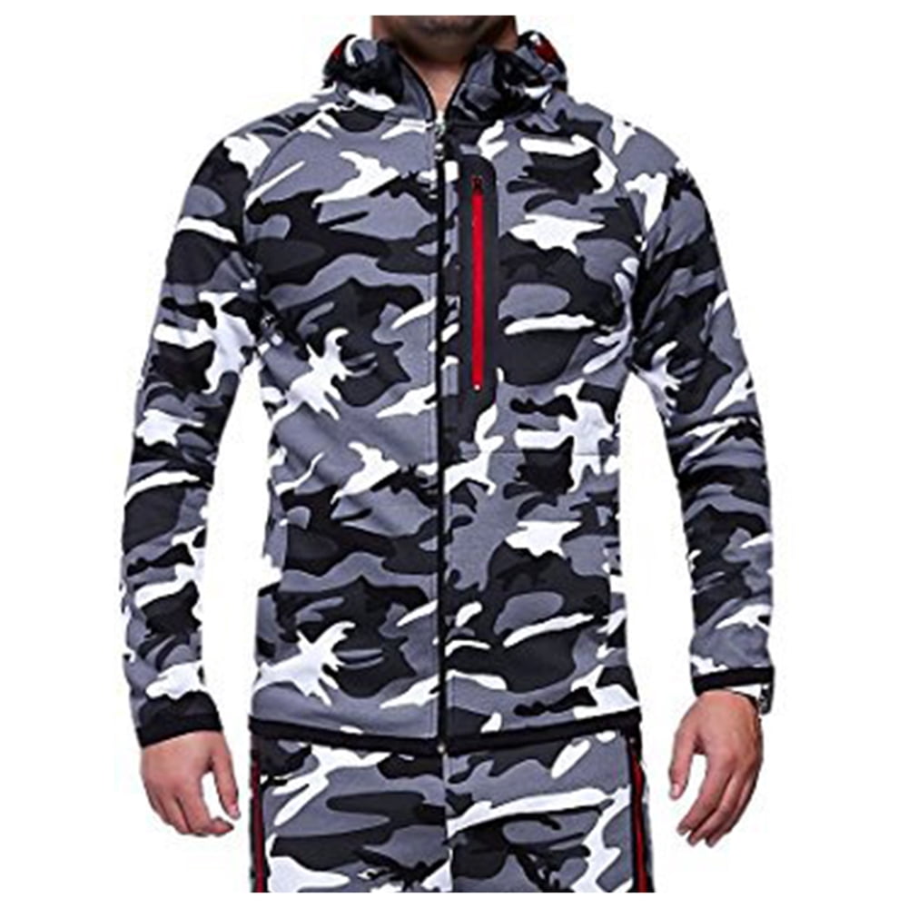 Wodstyle - Men Camouflage Military Tactical Jacket Outerwear Zip Up Hoodie Hooded Coat Tops 