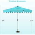 thumbnail image 2 of PetFurnish 9 FT Ruffled Patio Umbrella with Push Button Tilt, Crank, 8 Ribs, Outdoor Heavy-Duty Market Table Umbrella for Yard Garden Pool-Turquoise, 2 of 11