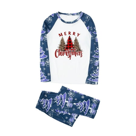 

NARABB Parent-child Warm Christmas Set Printed Home Wear Pajamas Two-piece Mom Set