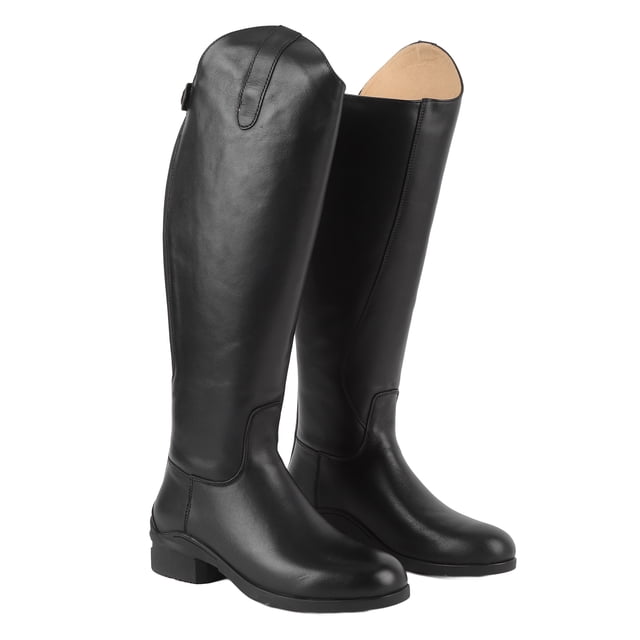 Womens Knee High Boots, Square Toe Chunky Block Heel Long Boots for Women Men Comfortable Low Heel, Unisex for Equestrian Training Daily Use with Rear Zipper Leather EVA