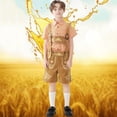 thumbnail image 2 of Childrens Performance Costume Short Sleeved Checkered Top Suspender Shorts Traditional Role-Playing Ethnic Costume Set, 2 of 5