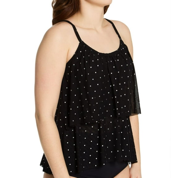 Women's Coco Reef U70425 Metallic Dot True Mesh Layer Tankini Swim Top (Castaway Black 32D)