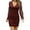 Burgundy, variant on Herrnalise Women's Summer Dresses Mesh Long Sleeve Deep V Neck SkirtHigh WaistHip Dresses S-2XL