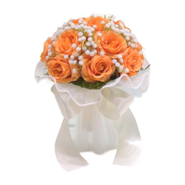 Ramo de novia para centros de mesa de boda Flores artificiales Novia sosteniendo Naranja