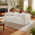 thumbnail image 2 of 78" Convertible Sofa Bed, Corduroy Deep Seat Folding Pull Out Couch with Pillows, No Assembly Modern Boneless Couch Compression Sofa in Box, Floor Sofa with Storage Pocket for Living Room Beige, 2 of 9