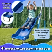 Sportspower Comet Metal Swing Set with LED Light up Saucer Swing, 2 Swings, on Slide, Bonus Anchor Kit, Great for Kids Aged 3-8