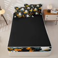 thumbnail image 4 of Manfei Cartoon Skull Zipper Twin Comforter Sets with Fitted Sheet and 2 Pillowcases,Fall Turkey Print Halloween Zipper Bedding Set,Black Reversible,4-Piece, 4 of 7