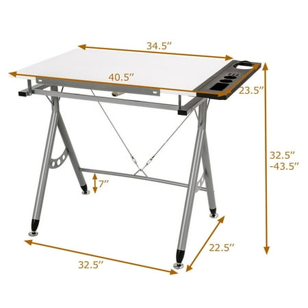 Gymax Adjustable Drafting Table Art Craft Station Drawing Desk
