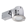 thumbnail image 1 of 4 "LED IC Évalué Flush Ronde Garniture Encastrée Kit d'Éclairage, Nickel Brossé, Verre Dépoli, Facile Installer Push-N-Click Clips, Ampoule LED Inclus, Taille de Trou de 3,88", 90972, 1 of 3