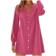thumbnail image 1 of Womens Pullover Tops Spring Fall Clothes 2025 Long Sleeve Shirts Trendy Crew Neck Loose Festival Tops Summer And Linen Solid Color Long Sleeved V-neck Button Up Dress Plus Size Tops For Women Summer, 1 of 6