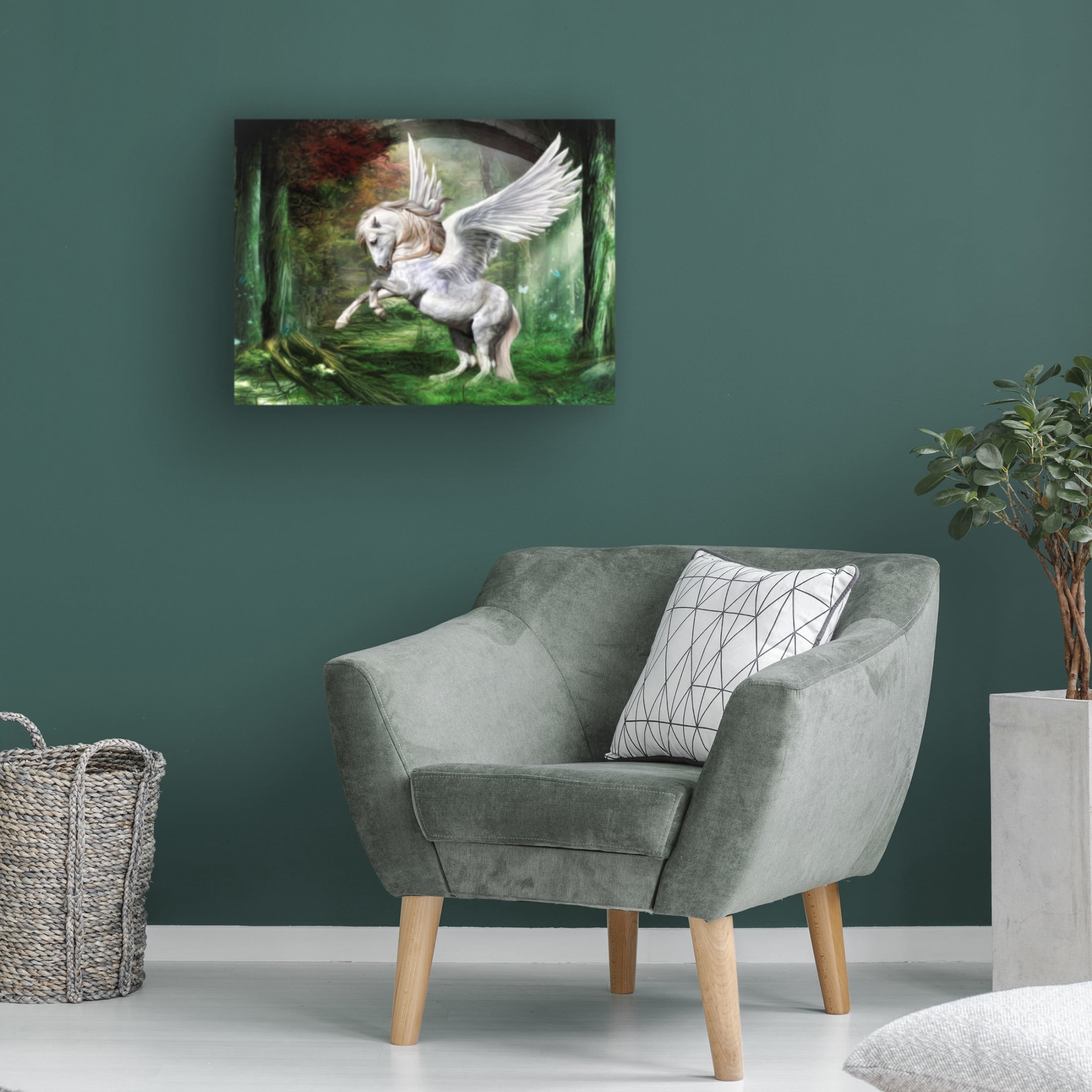 Canvas Wall Art - Trudi Simmonds 'White Pony Pegasus' Wall Art for Living Room, Bedroom, or Office Décor by Trademark Fine Art - 24 x 18 Inches