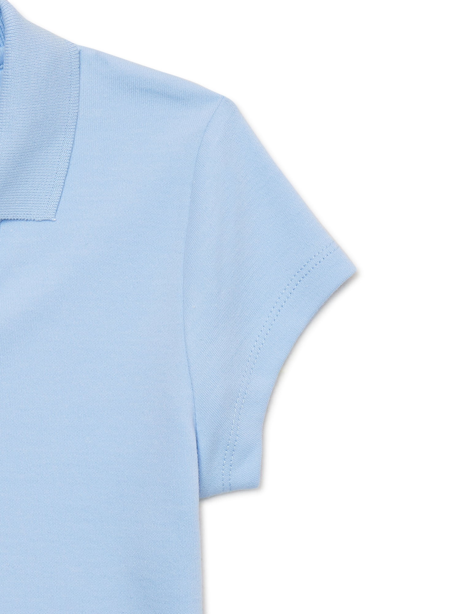 Wonder Nation Girls School Uniform Short Sleeve Interlock Ruffle Polo Shirt, Sizes 4-18