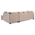 thumbnail image 3 of Passion Furniture Decorative Malone 111 In. Mocha Suede 4-Seater Sectional Sofa With 2-Throw Pillow, 3 of 5
