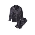 thumbnail image 5 of HYwys Womens Silky Satin Pajamas Long Sleeve Loungewear Two-piece Sleepwear Button-Down Pj Set, 5 of 6