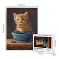 thumbnail image 4 of 500 PCS Cute Kittens & Blueberries Wooden Jigsaw Puzzles 500 Pieces,Unique And Beautiful Design,Featuring Beautiful And Vibrant Illustrations Depicting A Cat Eating Blueberries,For Cat Lovers Gift, 4 of 6