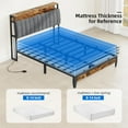 thumbnail image 6 of Dextrus Full Size Bed Frame with Charging Station, Upholstered Platform Metal Bed, Brown and Gray, 6 of 8