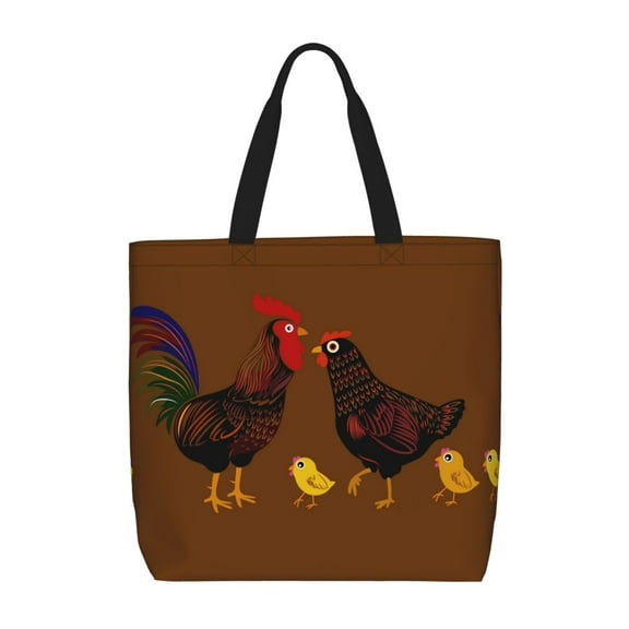 Hirioo Chicken Farm Animal for Tote Bag for Women, Quilted Shoulder Bag with Zipper, Large Capacity Handbags for Casual, Travel, Work