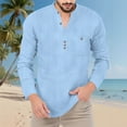 thumbnail image 4 of IYTR Mens Cotton Henley Shirts Long Sleeve Collar Button Casual Loose Lightweight T-Shirts with Pocket (Sky Blue,S), 4 of 9