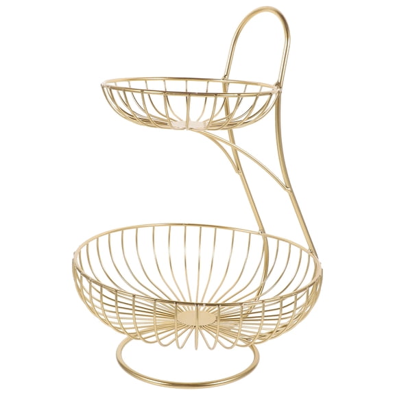 MLINS Fruit Basket Storage Wicker Small Gold Food Trays Fruitful Golden