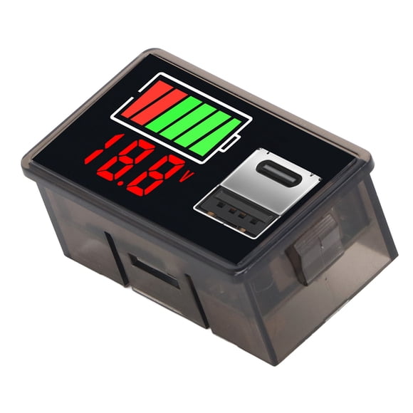 Battery Voltage Monitor LED Display Battery Meter with USB and TYPE C Ports Vehicle Motorcycle Boat DC8-30V