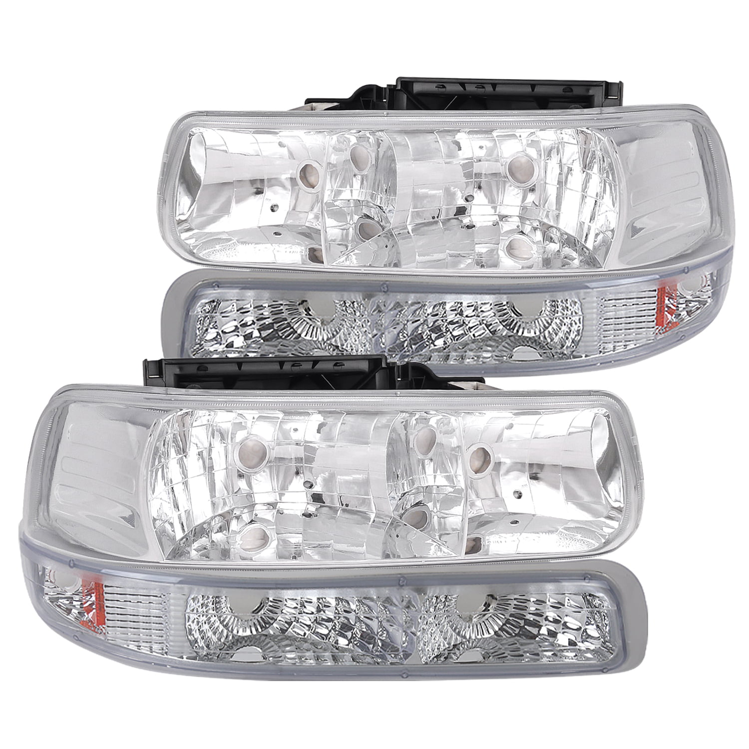 Spec-D Tuning Chrome Housing Clear Lens Bumper Lights for 1999-2002 Chevy Silverado 2000-2006 Tahoe Turn Signal Lamps Left Right Pair 