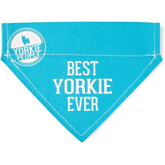 Pavilion Gift Company Pavilion-Best Yorkie Ever-Sky Blue Canvas Small Dog Collar-7" x 5" Pet Bandana, 7x5 Inch