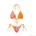 thumbnail image 5 of Enjoytime Three Piece Swimsuit for Women Floral Halter Bikini Sets Tie Side Bathing Suit with Long Sheer Cover Up Skirts, 5 of 5
