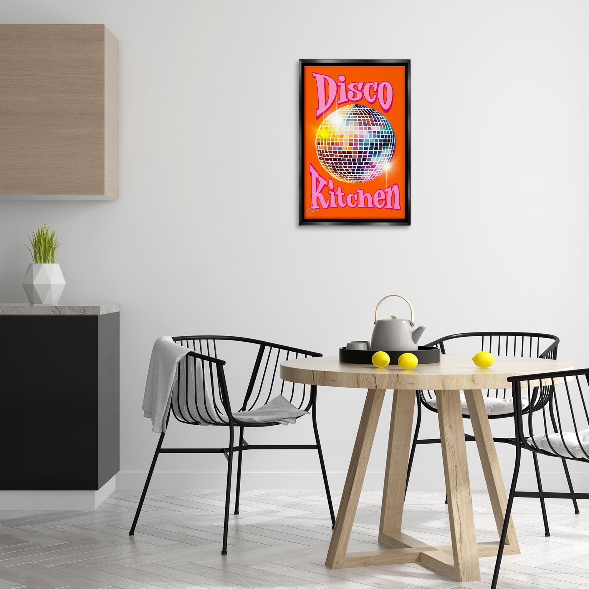 Stupell Industries Groovy Disco Kitchen Performing Arts Painting Black Floater Framed Art Print Wall Art, 17 x 25