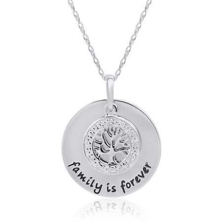 Sterling Silver and Diamond Family is Forever Pendant-Necklace