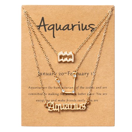 2ooya Aquarius Zodiac Sign Necklaces, Layered Choker Chains Jewelry, Gold,3pcs