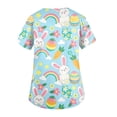 thumbnail image 4 of Women's Easter Scrub Tops Printed Fashion Medical Scrub Shirt Plus Size Funny Rabbits Graphic Medical Nurse Uniforms Scrub Top with Pockets, 4 of 5