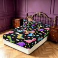 thumbnail image 4 of Manfei Cute Dino Animals Fitted Sheet Queen,Kawaii Flower Cloud Balloon Bedding,Black Green,3 Pieces,1 Fitted Sheet and 2 Pillowcases, 4 of 6