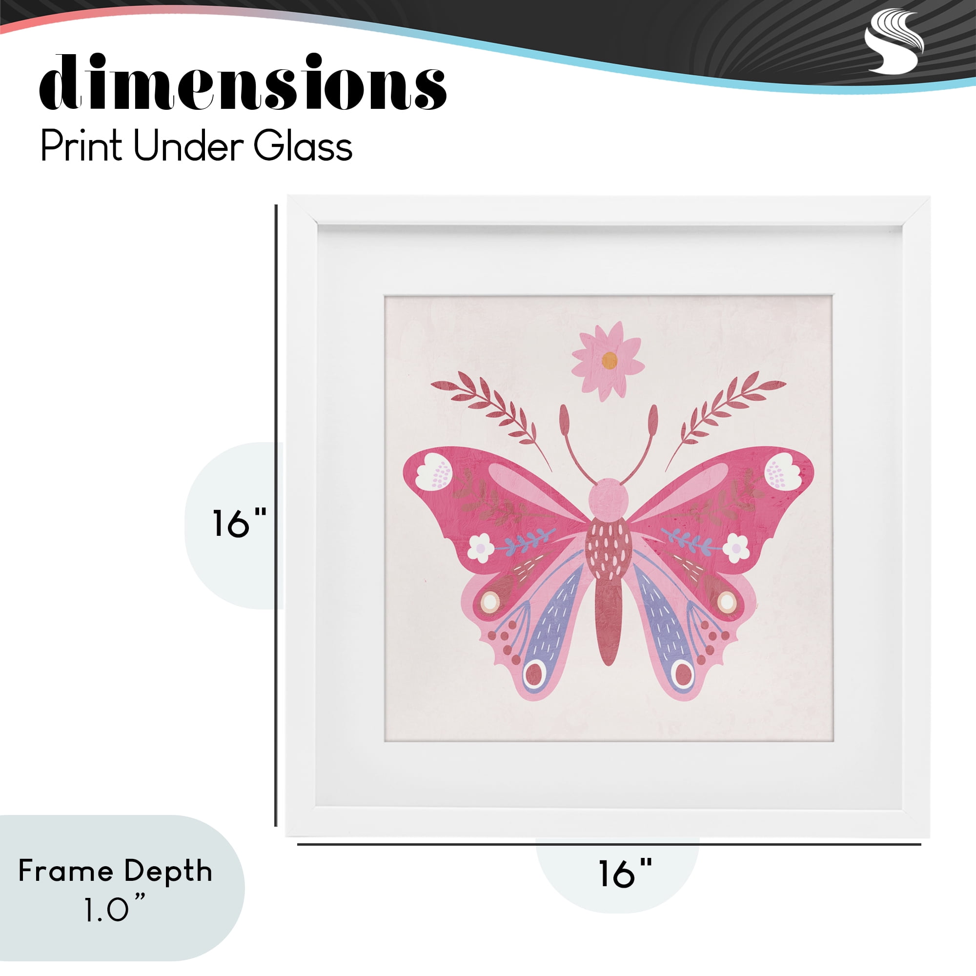 Stupell Industries Folk Butterfly in Pink White Framed Print Under Glass, design by Kim Allen