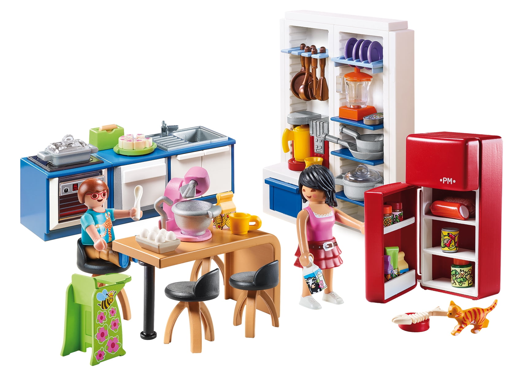 Playmobil kitchen MAGENTA & WHITE COUNTER UNIT W/ DISHWASHER CABINET SINK 