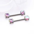 thumbnail image 2 of A Pair of Implant Grade Titanium OneFit Threadless Prong Gem Sparkle Nipple Barbell, 2 of 5