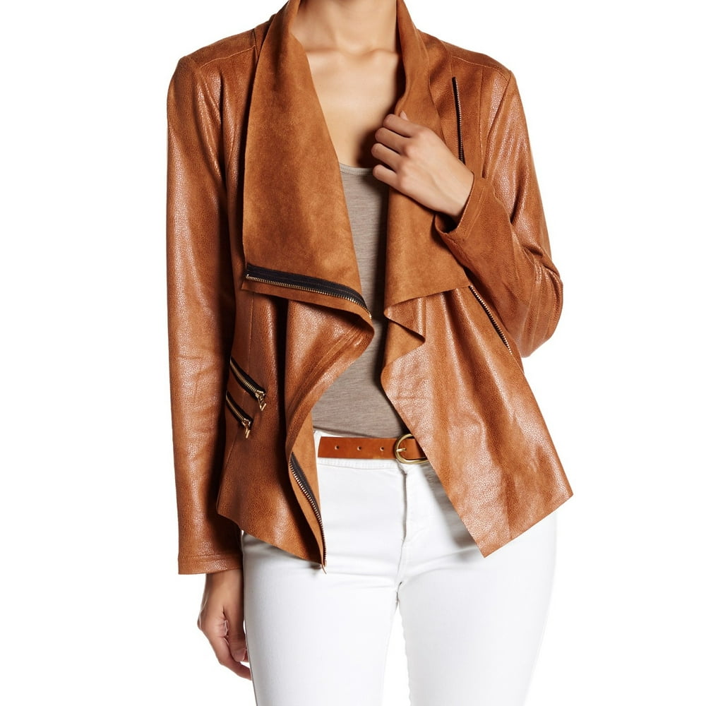 Hyfve HYFVE NEW Brown Camel Womens Size Medium M FauxLeather Draped