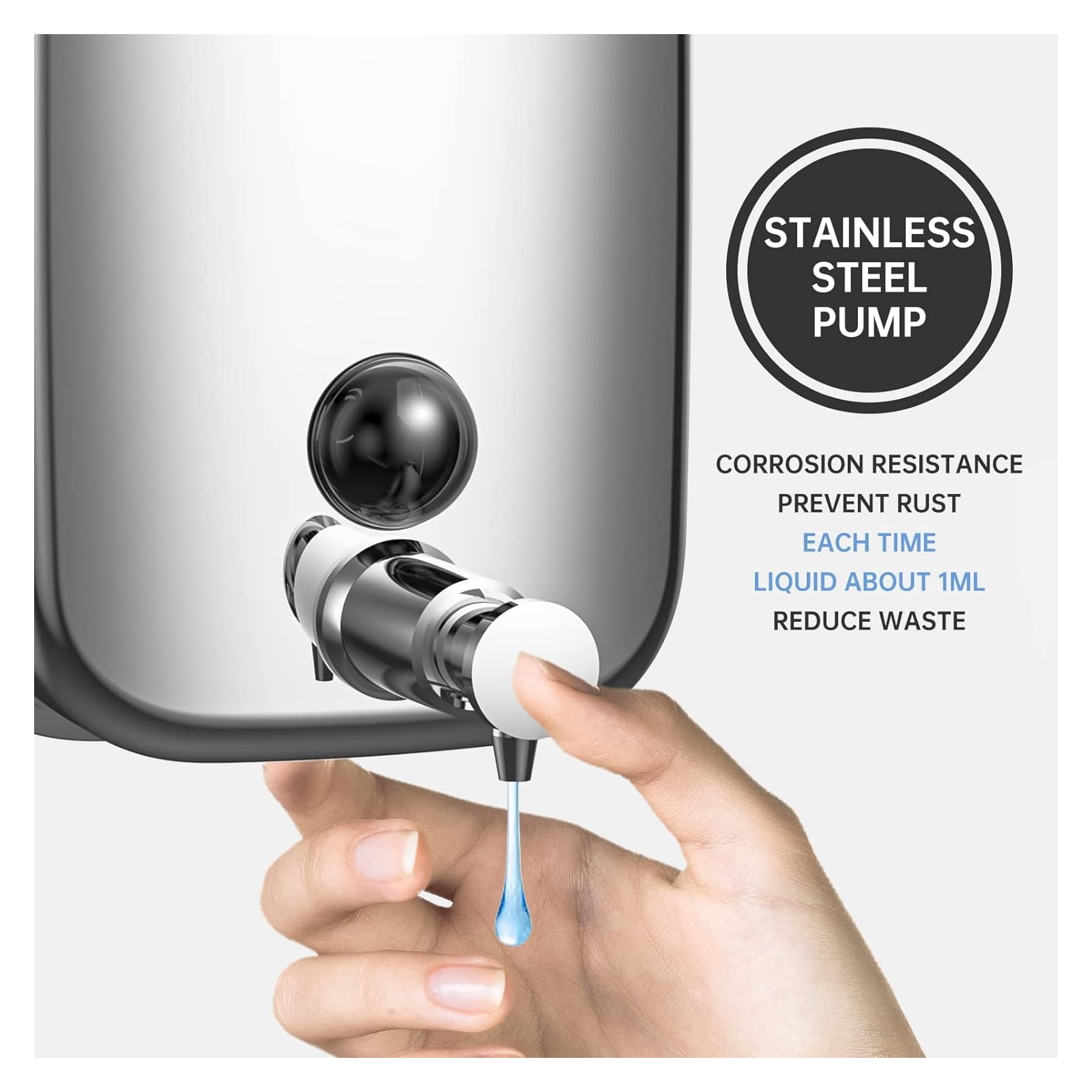 Plussen Silver Wall-Mounted Stainless Steel Commercial Soap & Lotion Dispenser, 33.8 oz
