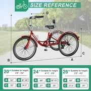 MOONCOOL Adult Tricycles 7 Speed, Adult Trikes 20/ 24 / 26 inch 3 Wheel Bikes, Three-Wheeled Bicycles Cruise Trike with Shopping Basket for Seniors, Women, Men