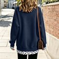 thumbnail image 7 of Caixia Womens Comfy Dark Blue Crew Neck 2 in 1 Layered Look Sweatshirt with Thumbhole Cuffs Relaxed Fit Hoodless Pullover Top for Women Autumn Wardrobe, 7 of 7