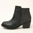 thumbnail image 6 of Huowey Girls Ankle Boots Solid Black Classic Versatile Side Zipper Thick Heel Square Heel Little Kid And Big Kids Short Boots, 6 of 7
