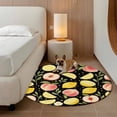 thumbnail image 2 of Summer Fruit Round Area Rug 6Ft Washable Circle Rugs for Bathroom Office, Spring Botanical Lemon Peach Black Non-Slip Carpet Floor Mats Indoor Outdoor Carpet Runner Aesthetic Home Decor, 2 of 8